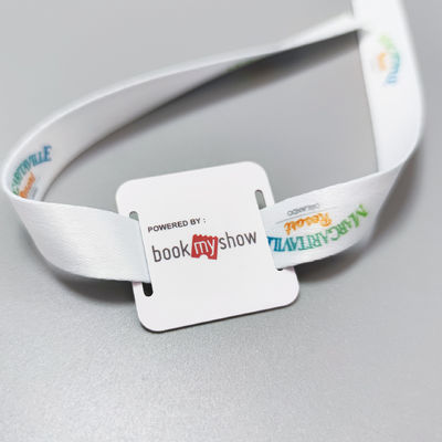 オーダーメイド ロゴ サテン 織物 RFID 腕帯 ゲスト/VIP/ベンダー/メディア/STUFF/アーティストに最適