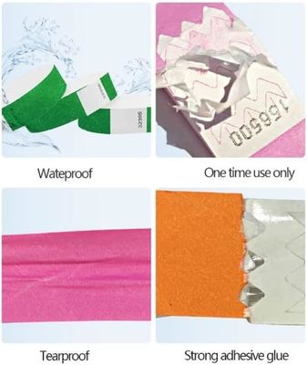 印刷紙 Tyvek ブレスレット イベントとパーティー 耐涙 OEM ロゴ 受け入れられる