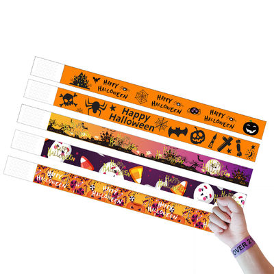 DDJOY 100pcs ハッピーハロウィーン 紙の腕帯 防水 タイベック ブレスレット 公園用