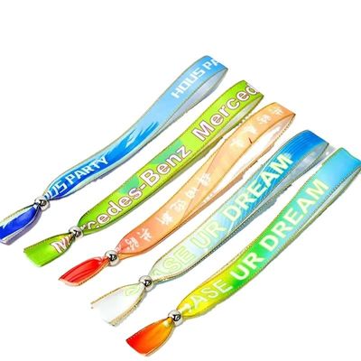 オーダーメイド イベント フェスティバル パーティー ロゴ テキスト プリント付き RFID チップ サテン 織物 腕帯